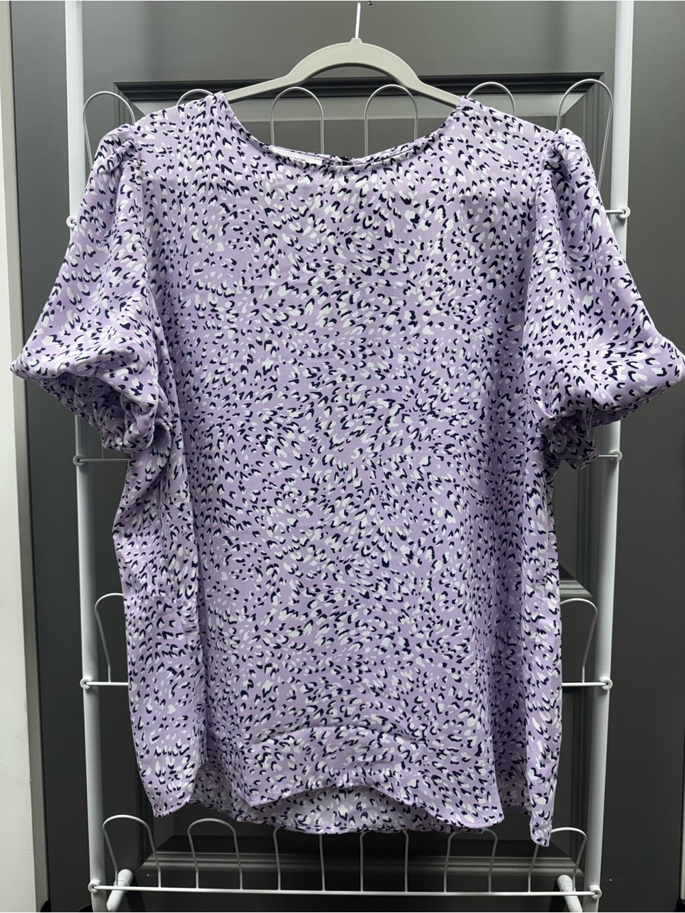 Maurices Lilac Printed Puff-Sleeve Top
